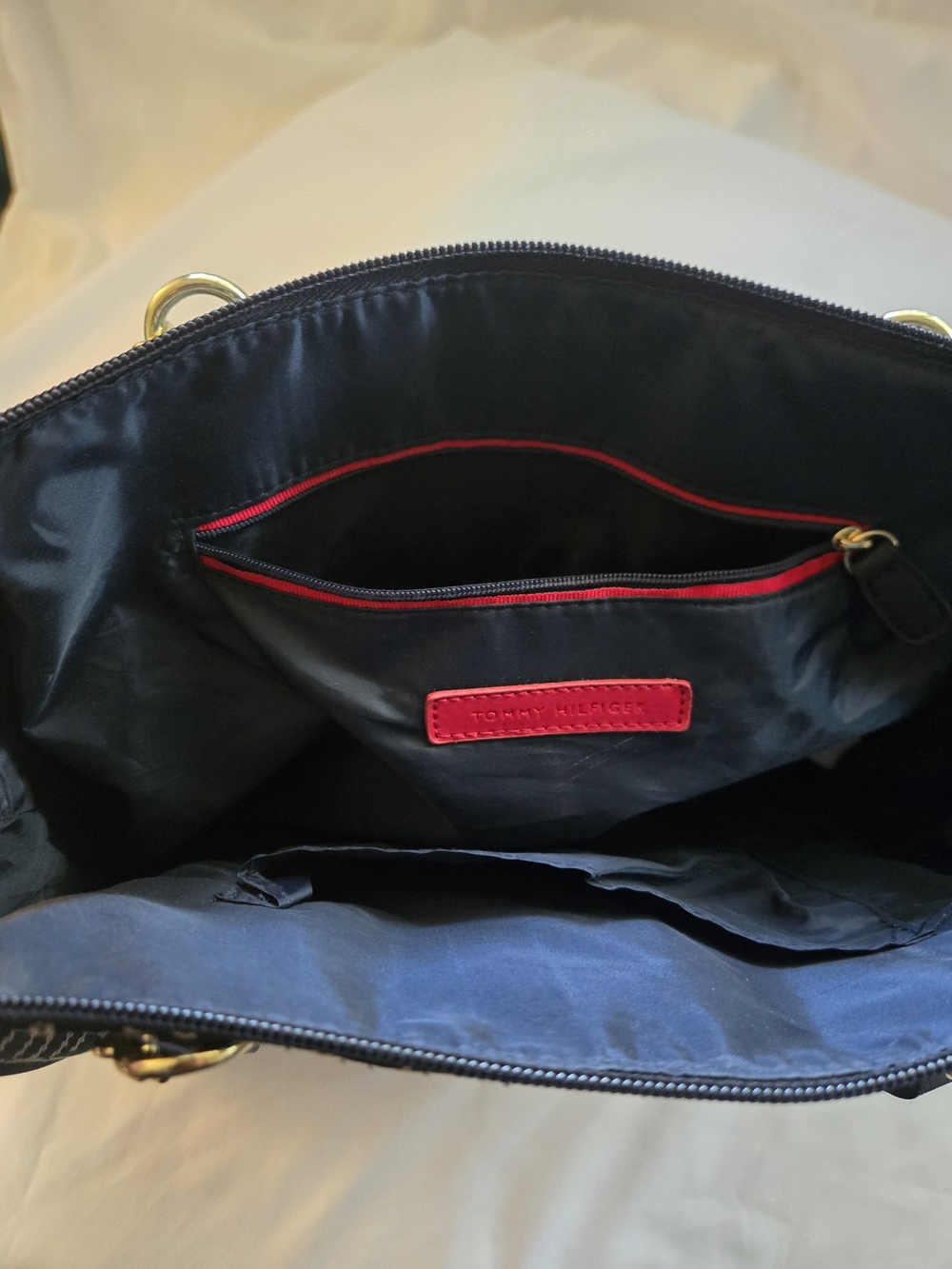 Tommy Hilfiger Navy Shoulder Bag with Red Trim